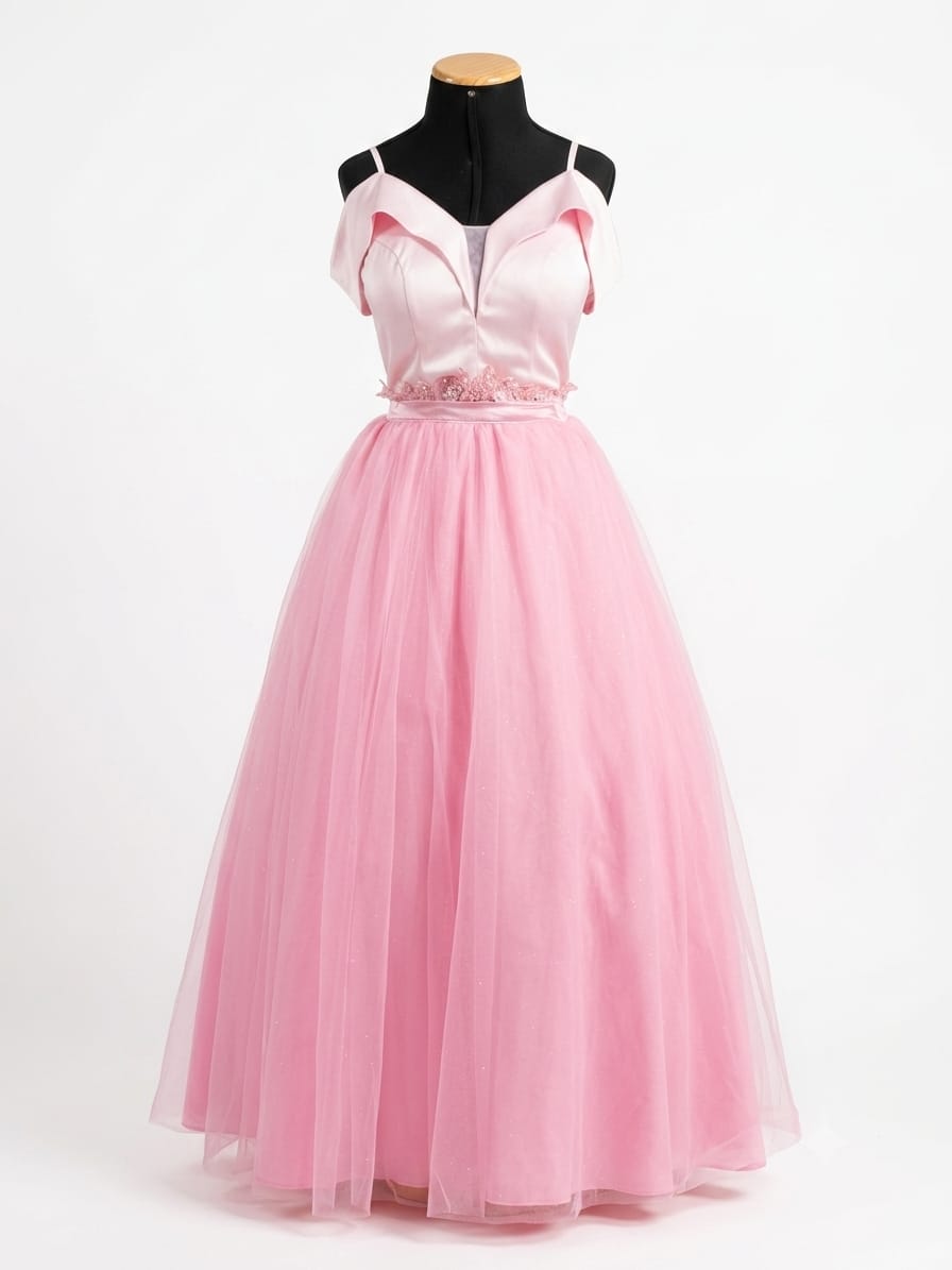 Vestido de gala en tono rosa chicle