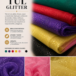 Tela tul con glitter