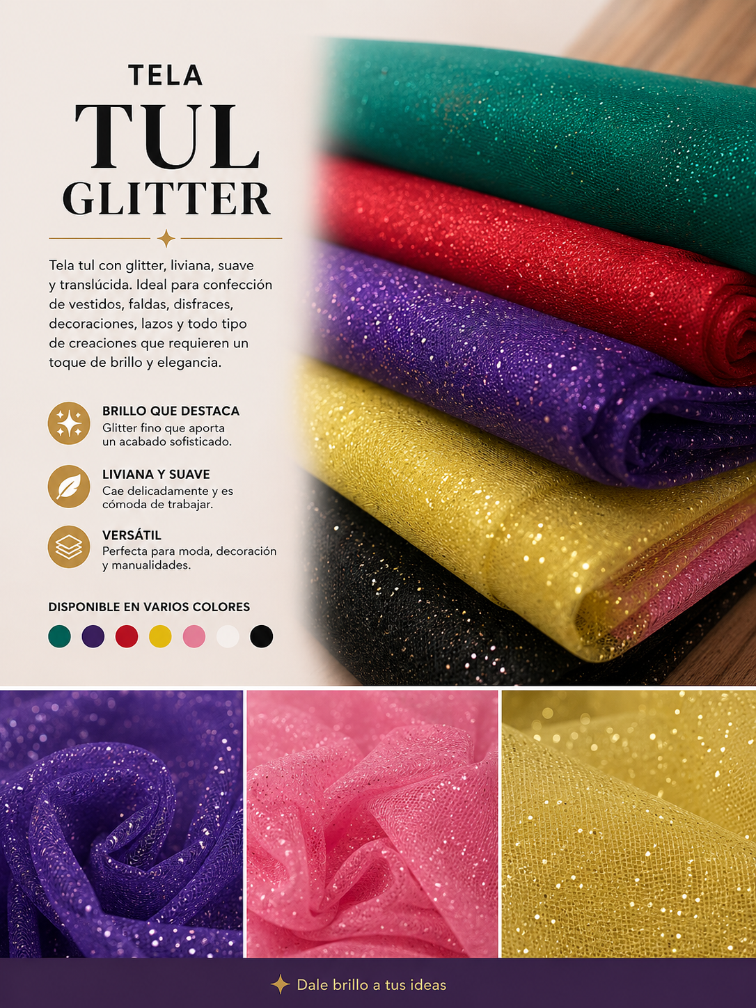 Tela tul con glitter