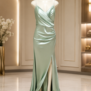 Vestido largo de fiesta en tono verde menta